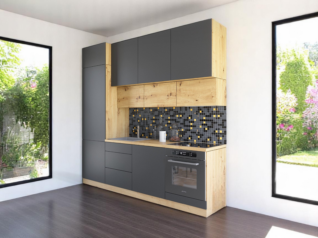 Küchenzeile - Langen - Grau (Matt) - K17-G240 cm. - ROYAL24_MARKT