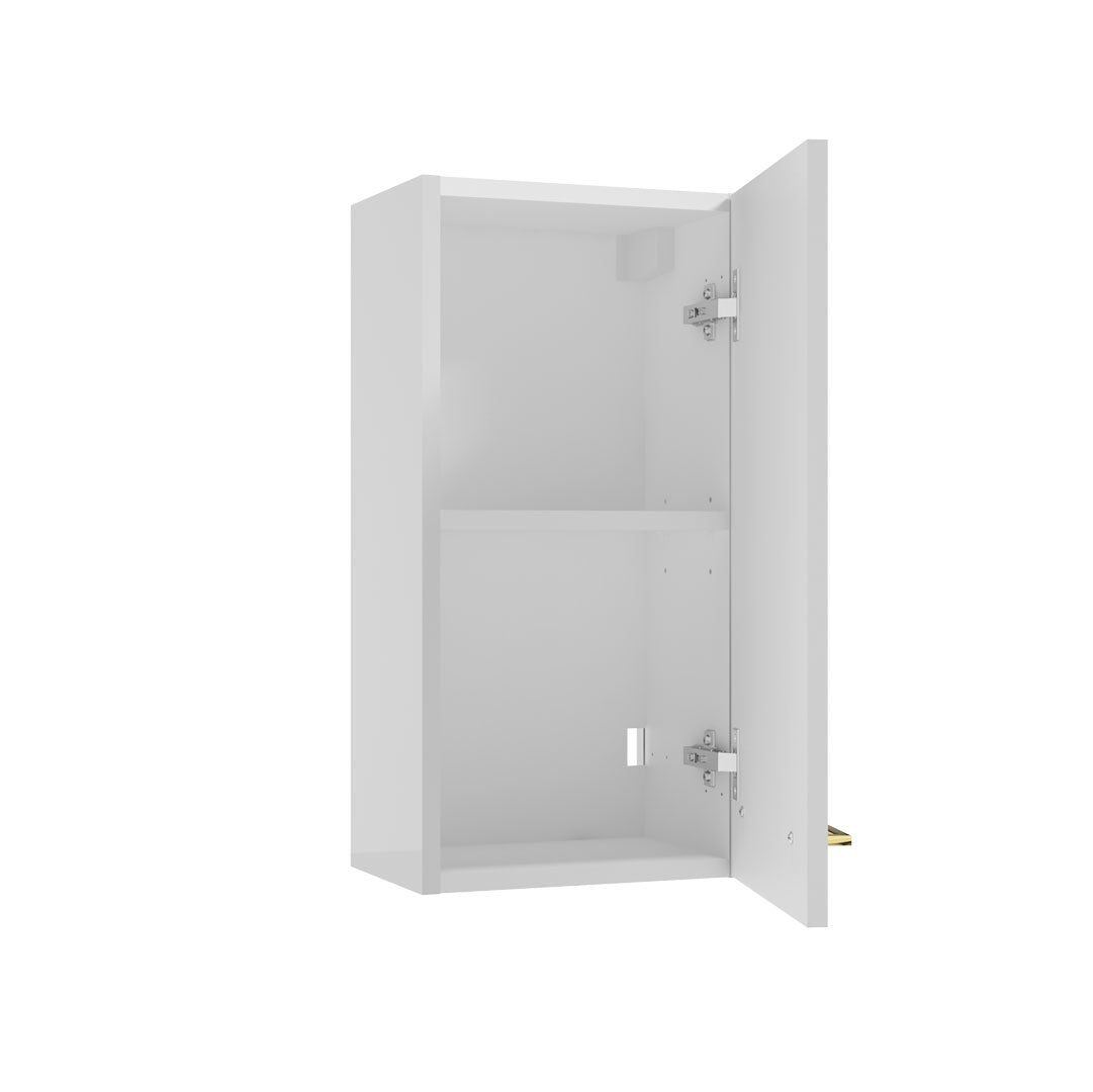 Hochschrank - für Badezimmer - METRO SYSTEM A30 - weiß Hochglanz - Schwarz Hochglanz - Gold Eiche