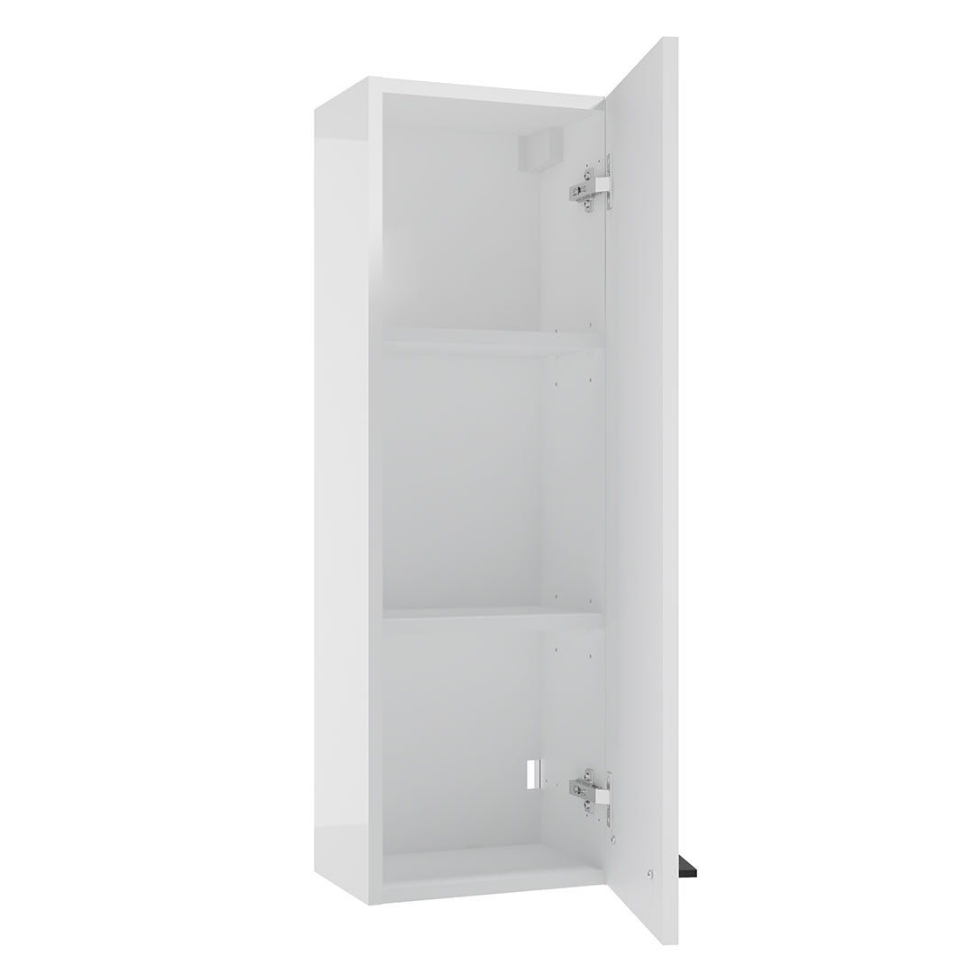 Badezimmer Hochschrank - METRO SYSTEM C30 - goldenes Eichendekor - weißer Hochglanzlack - Schwarzer Mattlack