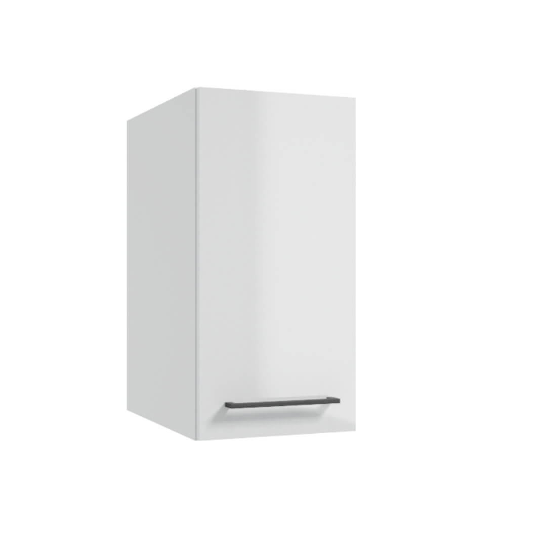 Badezimmer Hochschrank - METRO SYSTEM A30 - goldenes Eichendekor - weißer Hochglanzlack - Schwarzer Mattlack