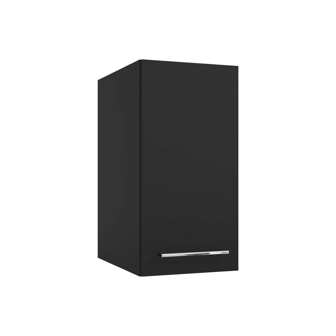 Badezimmer Hochschrank - METRO SYSTEM A30 - goldenes Eichendekor - weißer Hochglanzlack - Schwarzer Mattlack