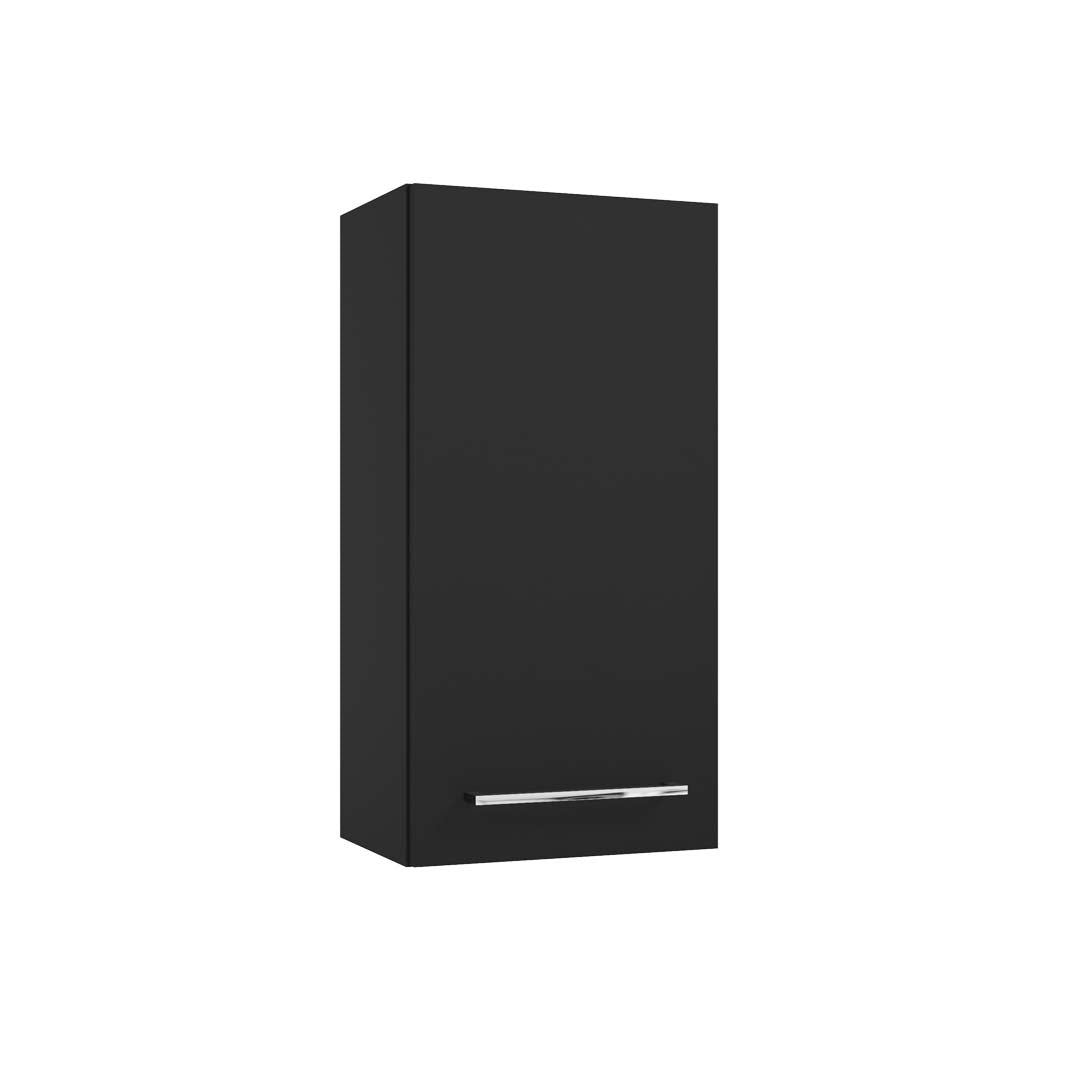 Hochschrank - für Badezimmer - METRO SYSTEM A30 - weiß Hochglanz - Schwarz Hochglanz - Gold Eiche