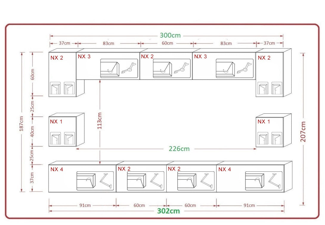 Wohnwand - Hochwertige Wohnwand / Premium Material für dein Wohnzimmer. ( Komplett Set 11 -St. Premium - AN1 )