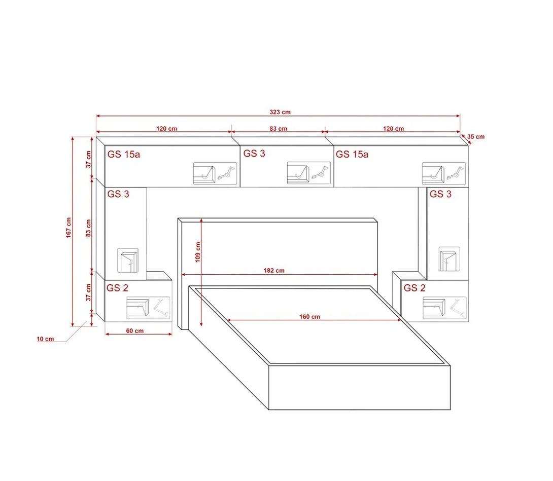 Schlafzimmer-Set - Bett mit Panama Schränken Panama 6.