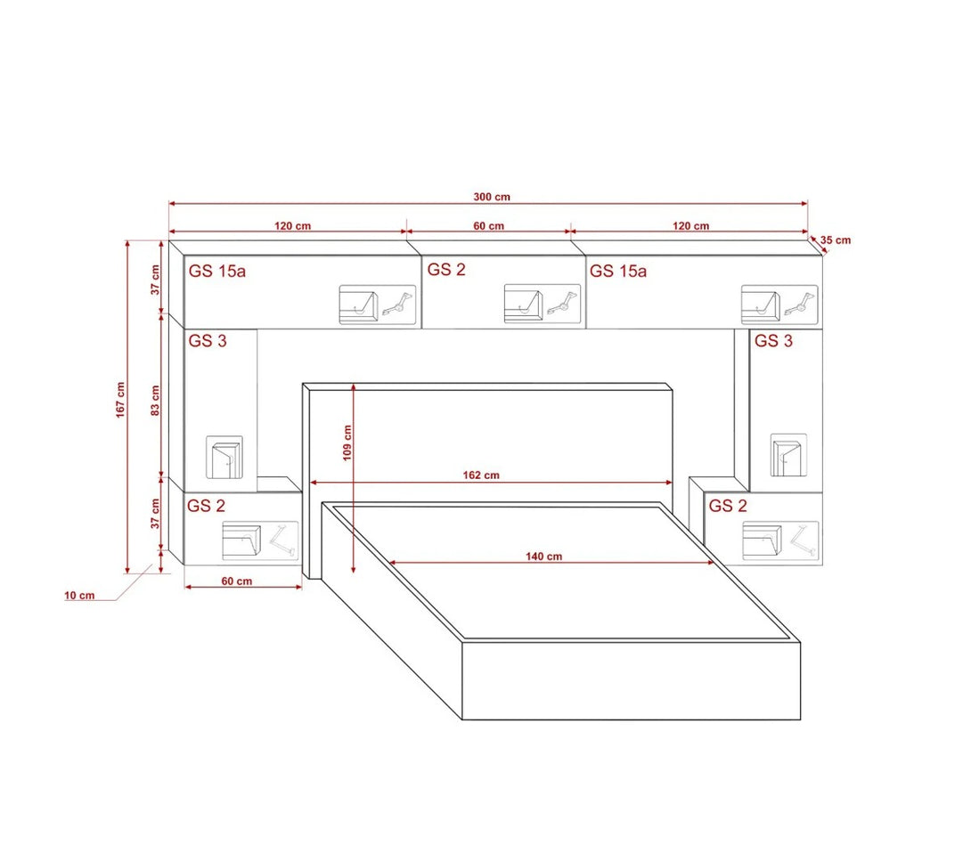 Schlafzimmer-Set - Bett mit Panama Schränken Panama 6.