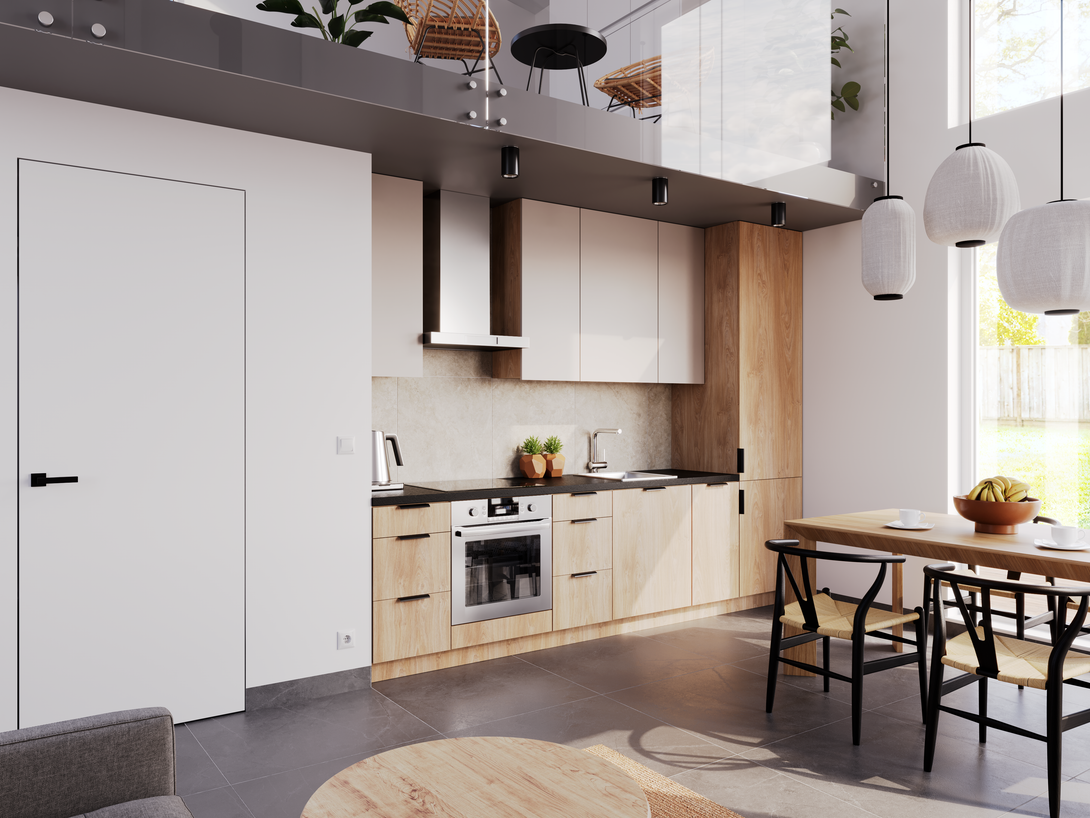 Küchenzeile - Sorento - Beige & Sonoma Eiche (Matt) - K45-G300 cm - ROYAL24_MARKT