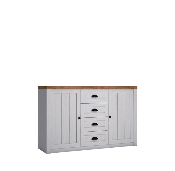 Elegantes Sideboard Portivo im Landhausstil mit 4 Schubladen und 2 Türen – Geräumig & Hochwertig