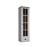 Portivo Elegante Vitrine mit Glastür und Schublade im Landhausstil, Stilvoll und Hochwertig