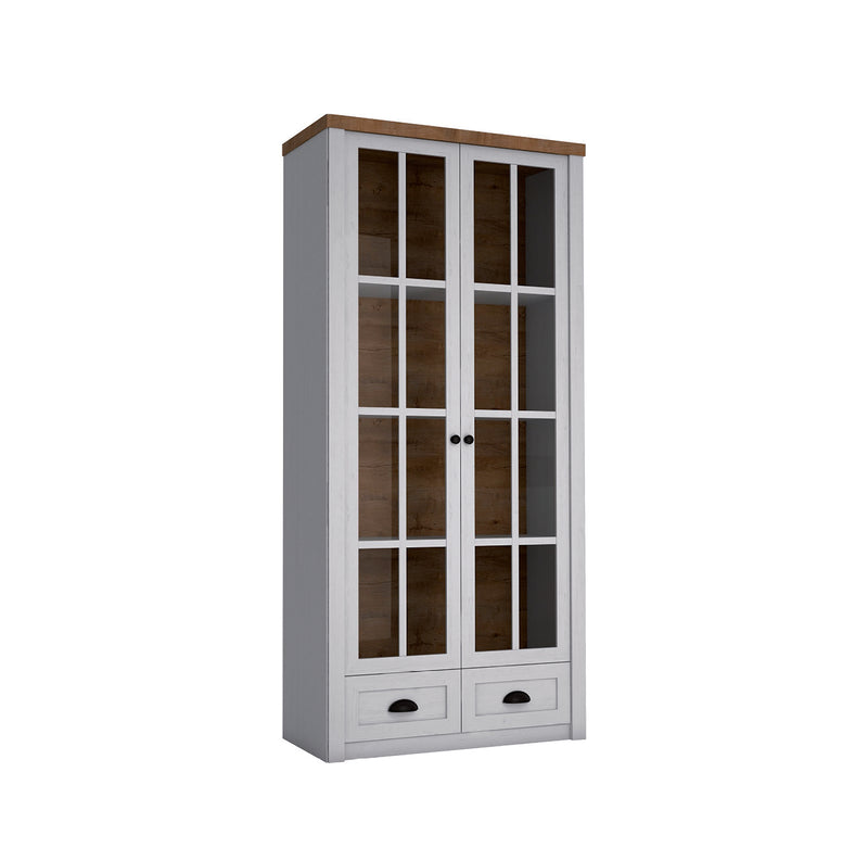 Portivo Stilvolle Vitrine mit Glastüren und Schubladen im Landhausstil – Geräumig und Hochwertig