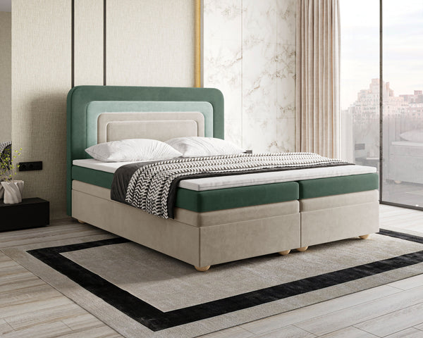 Boxbett - Bett 10 NEST - Riviera - Modernes Polsterbett mit Bettkasten