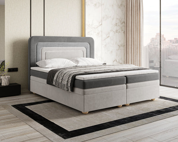 Boxbett - Bett 10 NEST - Riviera - Modernes Polsterbett mit Bettkasten