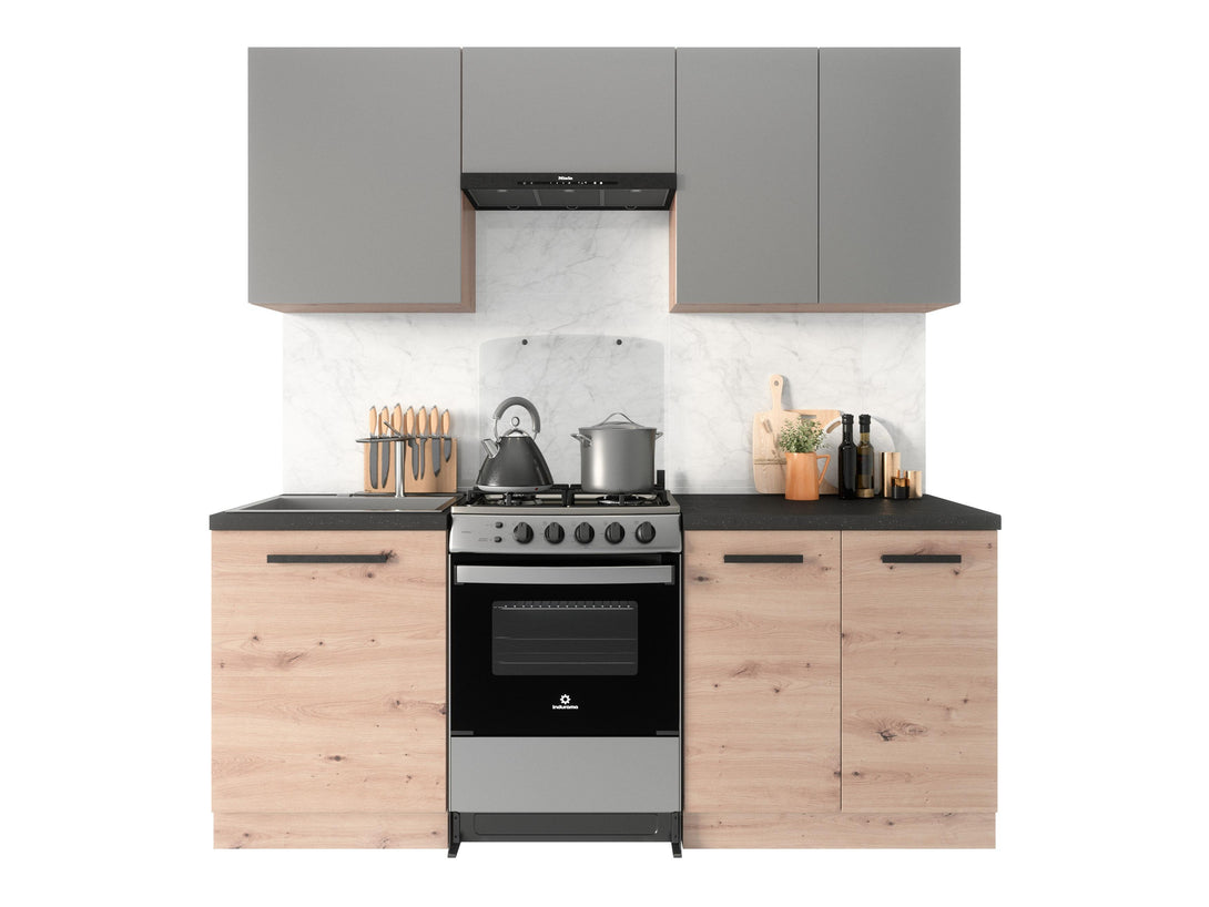 Küchenzeile - Langen - Grau-Artisan Eiche - K23-G180-200-240 cm - ROYAL24_MARKT