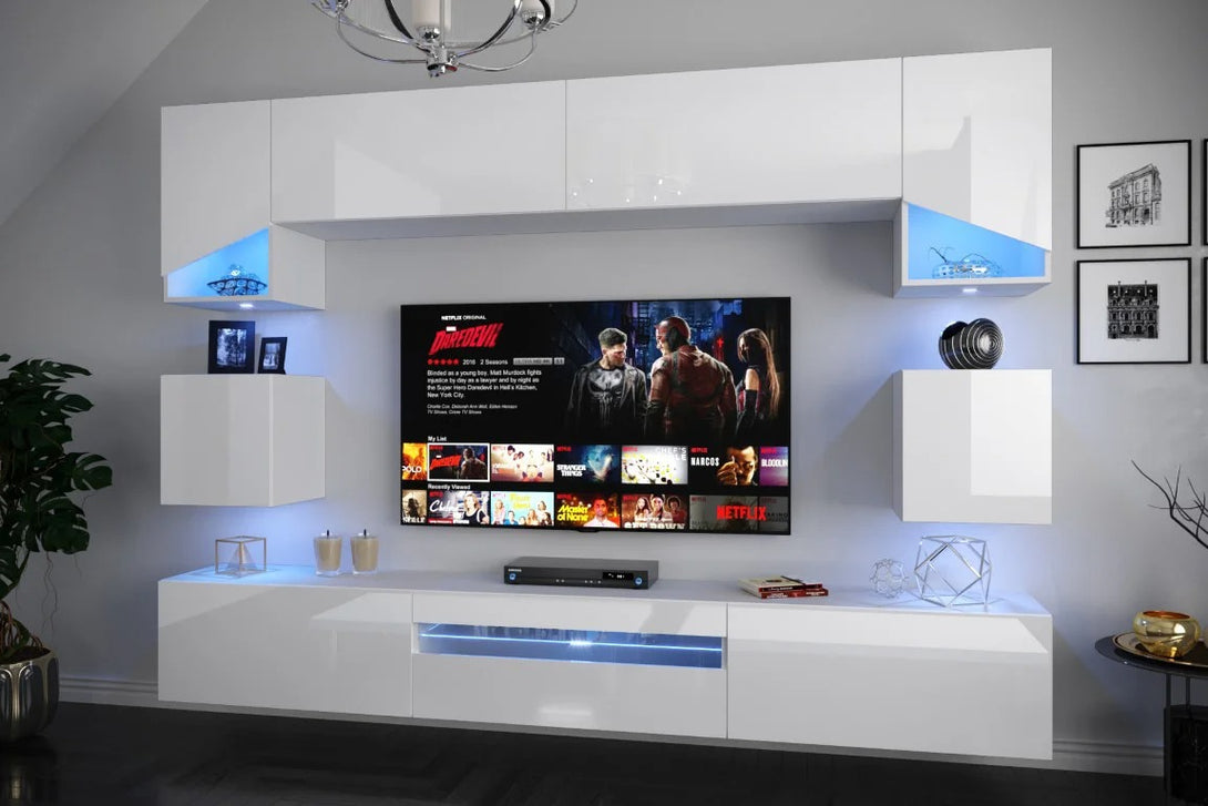 Wohnwand - Neue Wohnzimmer Wandstile / Modern und Innovativ, (Komplett Set, 1-St., Premium - Doris S62), Funktional / Ästhetisch / Modern.