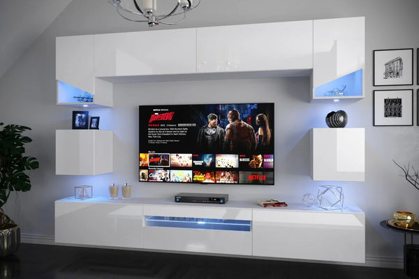 Wohnwand - Neue Wohnzimmer Wandstile / Modern und Innovativ, (Komplett Set, 1-St., Premium - Doris S62), Funktional / Ästhetisch / Modern. - ROYAL24_MARKT