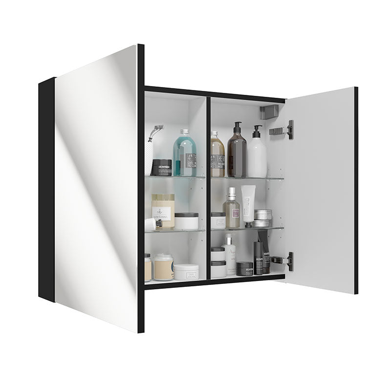 Badespiegelschrank - SALSA E80 - Schwarz Matt / Eiche Gold