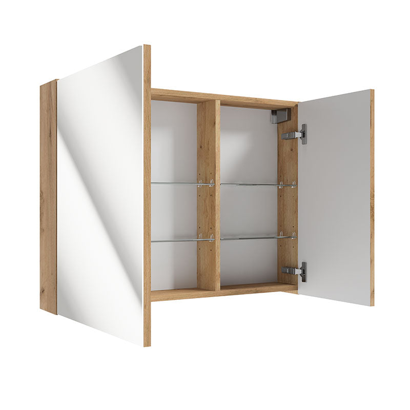 Badespiegelschrank - SALSA E80 - Schwarz Matt / Eiche Gold