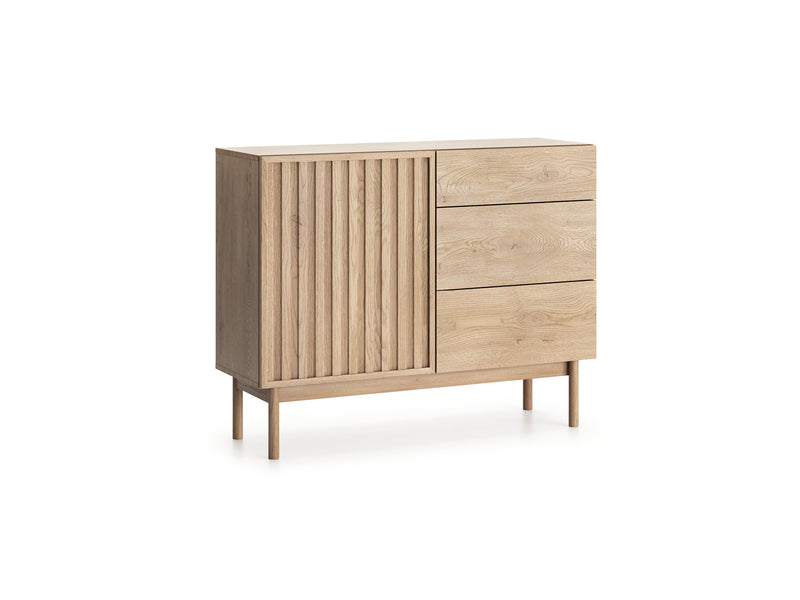 Savira Stilvolle Kommode mit 3 Schubladen und Tür in Cremona Eiche – Modernes Premium-Design