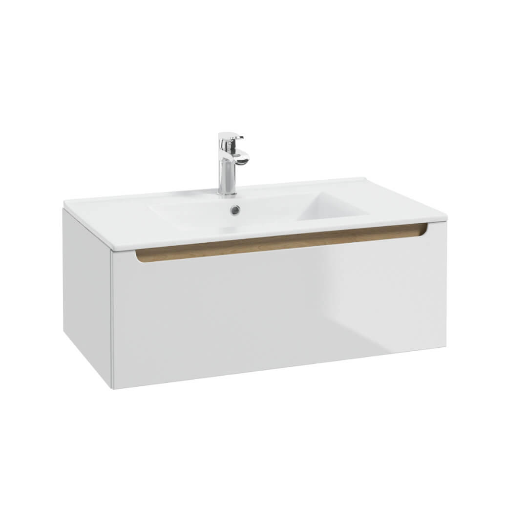 Waschbeckenunterschrank - STILLA D80 - Weiß Hochglanz