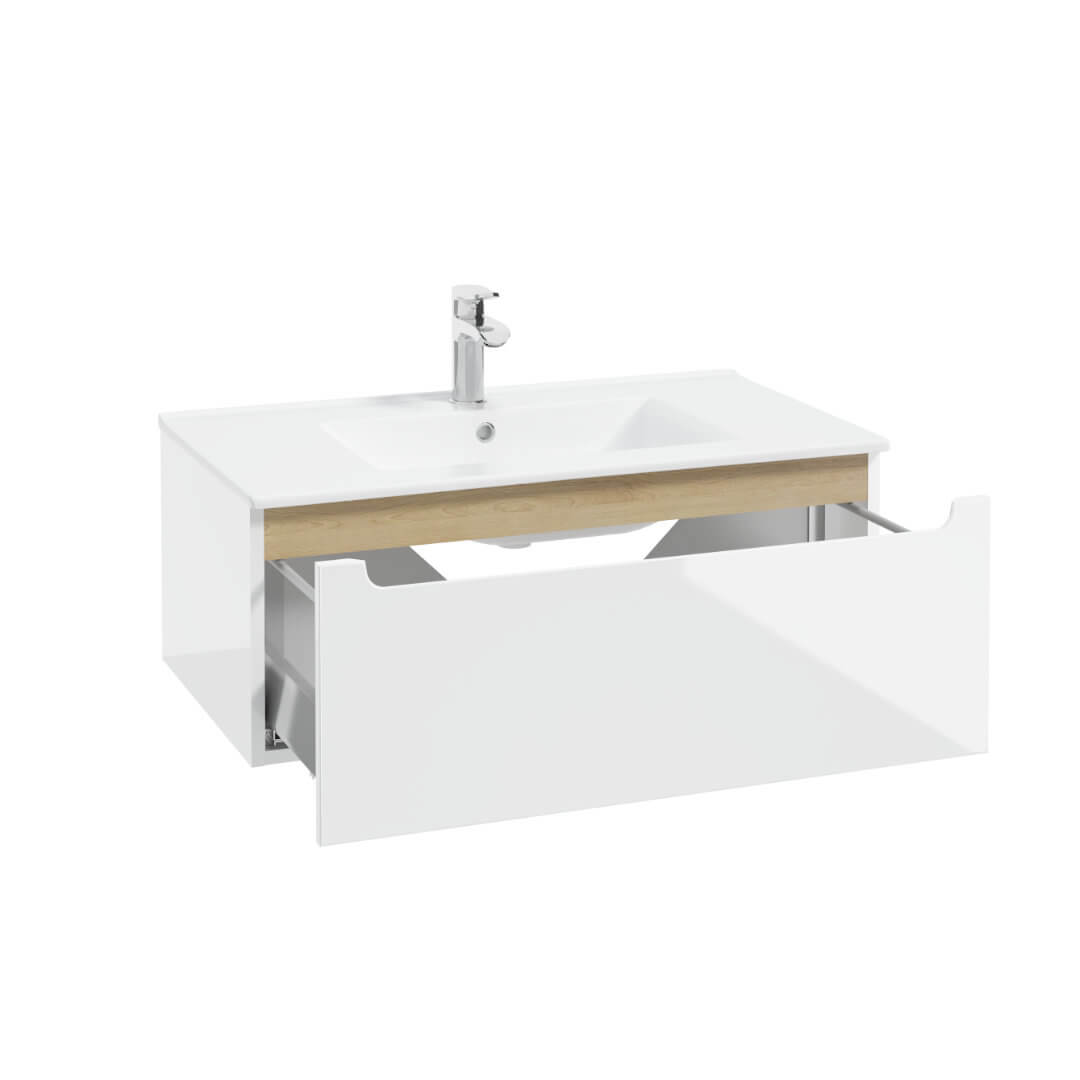 Waschbeckenunterschrank - STILLA D80 - Weiß Hochglanz