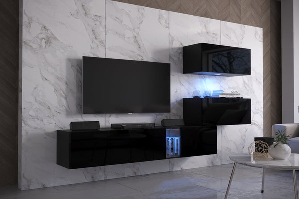 Wohnwand - Hochwertige Wohnwand: Premium Material für dein Wohnzimmer ( Komplett Set 4 -St. Ambiance Plus ) - ROYAL24_MARKT