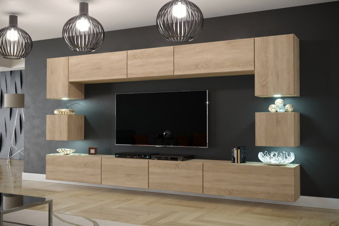 Wohnwand - Hochwertige Wohnwand / Premium Material für dein Wohnzimmer. ( Komplett Set 11 -St. Premium - AN1 )