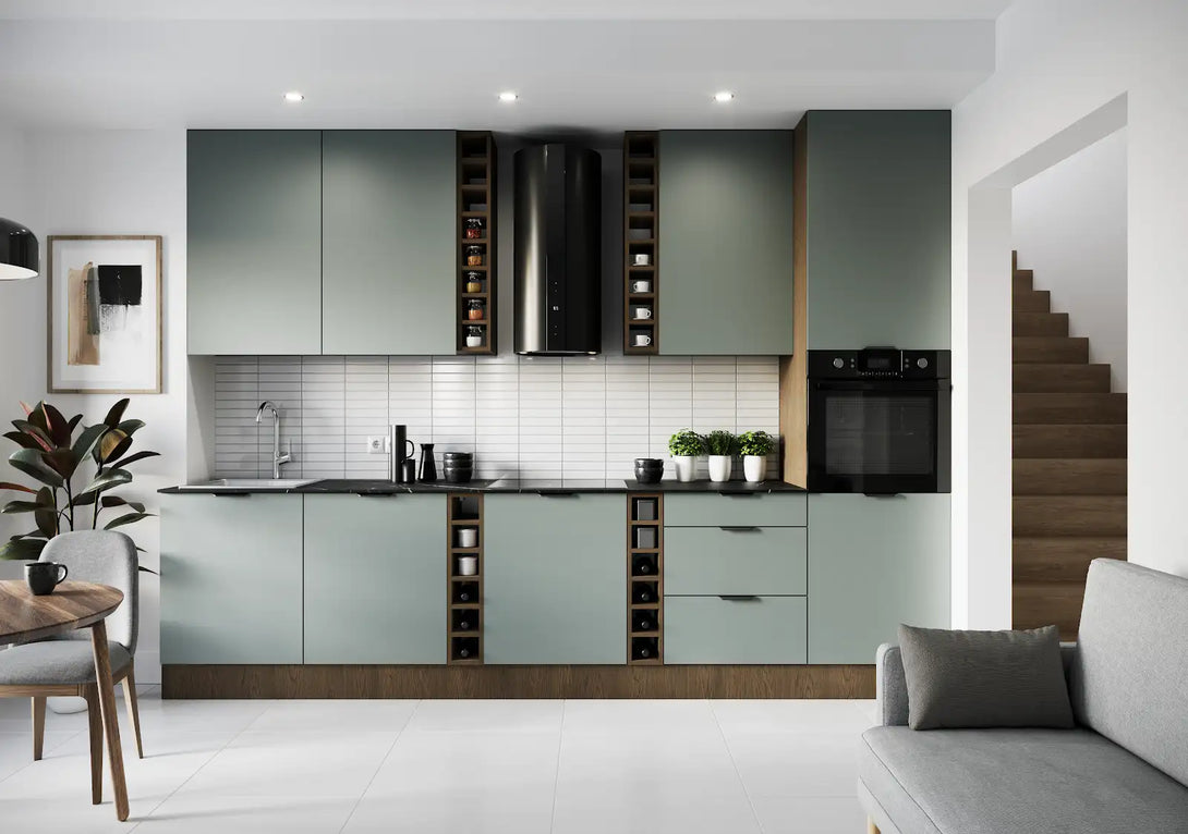 Küchenzeile - Sorento - Grün Dunkle Eiche (Matt) - K43-G330 cm - ROYAL24_MARKT