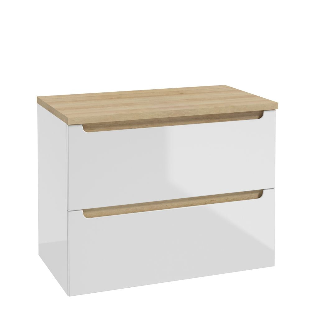 Waschbeckenunterschrank - STILLA B80 - weißer Hochglanzlack - ROYAL24_MARKT