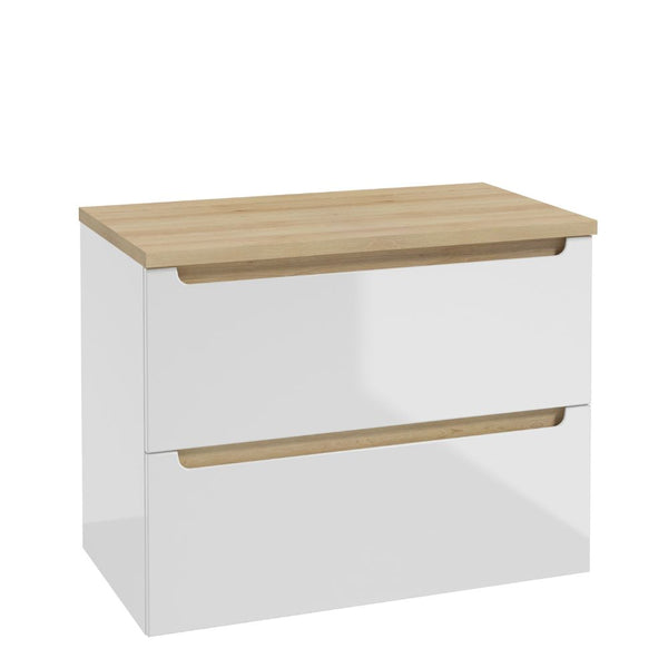 Waschbeckenunterschrank - STILLA B80 - weißer Hochglanzlack - ROYAL24_MARKT