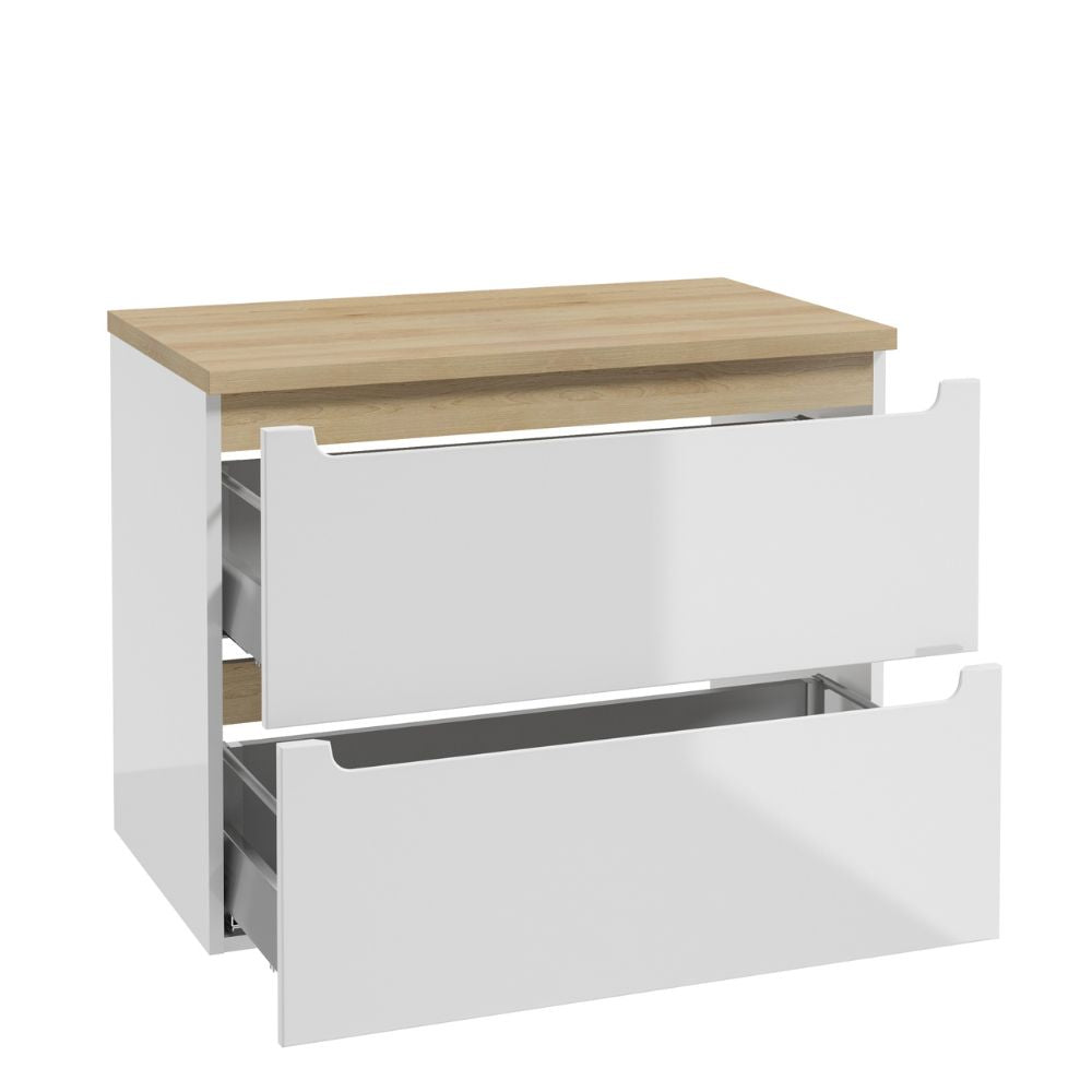 Waschbeckenunterschrank - STILLA B80 - weißer Hochglanzlack - ROYAL24_MARKT