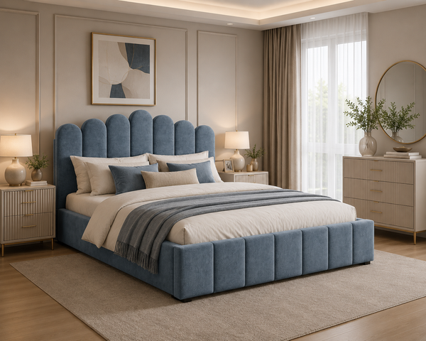 Polsterbett – Bett 03 – Tresor – Gepolstertes Bett mit Metall-Lattenrost