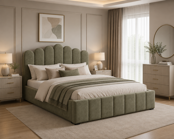 Polsterbett – Bett 03 – Tresor – Gepolstertes Bett mit Metall-Lattenrost