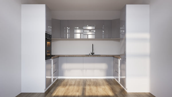 Küchenzeile in U-Form K102-G780 - Aspen Grau - Rundum gut organisiert - ROYAL24_MARKT