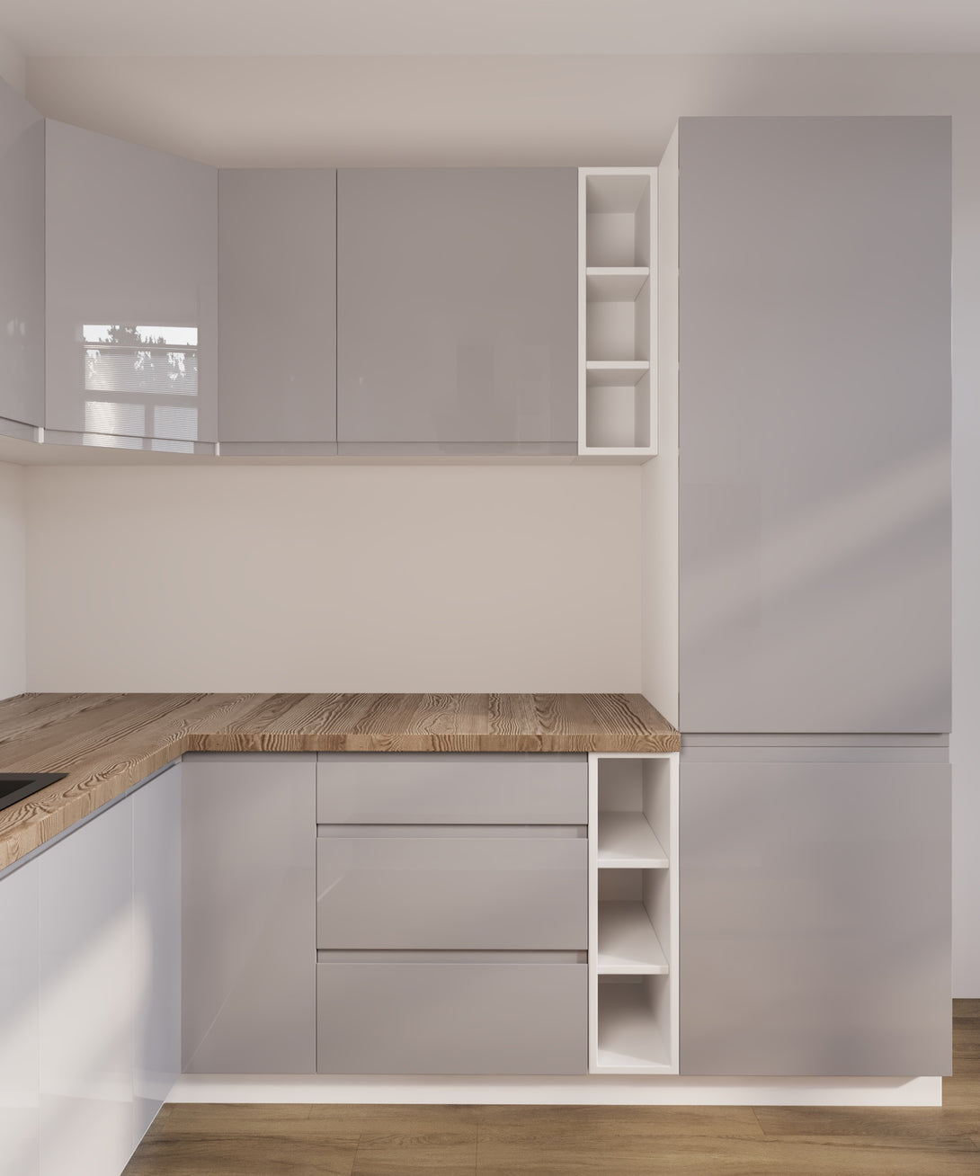 Küchenzeile in U-Form K102-G780 - Aspen Grau - Rundum gut organisiert - ROYAL24_MARKT