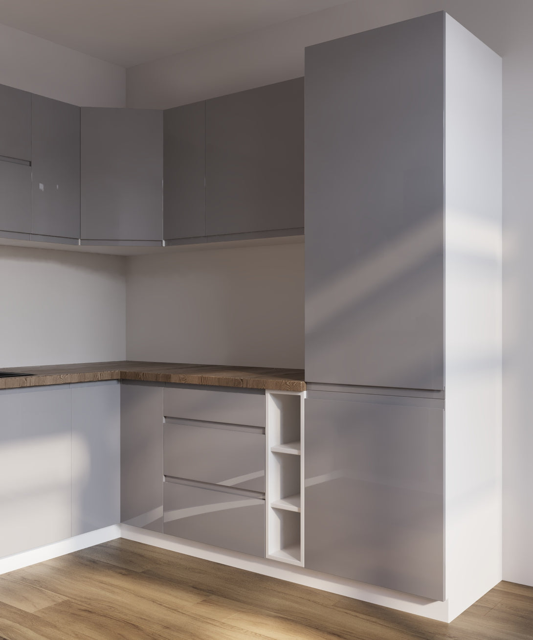 Küchenzeile in U-Form K102-G780 - Aspen Grau - Rundum gut organisiert - ROYAL24_MARKT