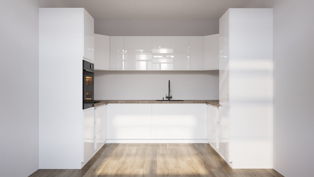 Küchenzeile in U-Form K102-G780 - Aspen Weiß - Rundum gut organisiert - ROYAL24_MARKT