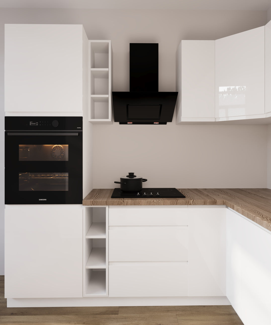 Küchenzeile in U-Form K102-G780 - Aspen Weiß - Rundum gut organisiert - ROYAL24_MARKT