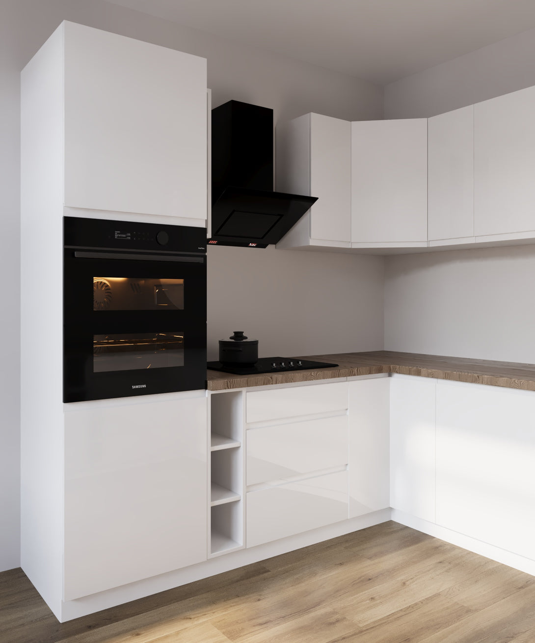 Küchenzeile in U-Form K102-G780 - Aspen Weiß - Rundum gut organisiert - ROYAL24_MARKT