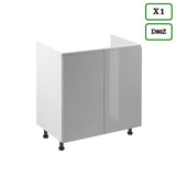 Winkelküche - Aspen - Grau (Hochglanz) - K55-330×210 cm - ROYAL24_MARKT