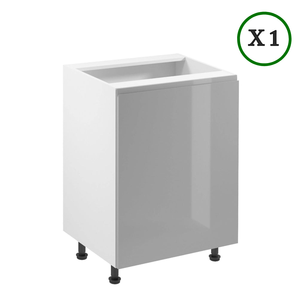 Küchenzeile - Aspen - Grau (Hochglanz) - K37-G200 cm - ROYAL24_MARKT