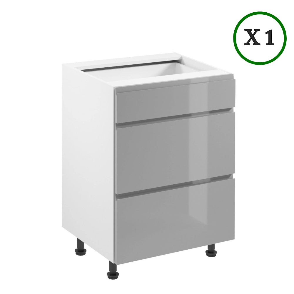 Küchenzeile - Aspen - Grau (Hochglanz) - K37-G200 cm - ROYAL24_MARKT