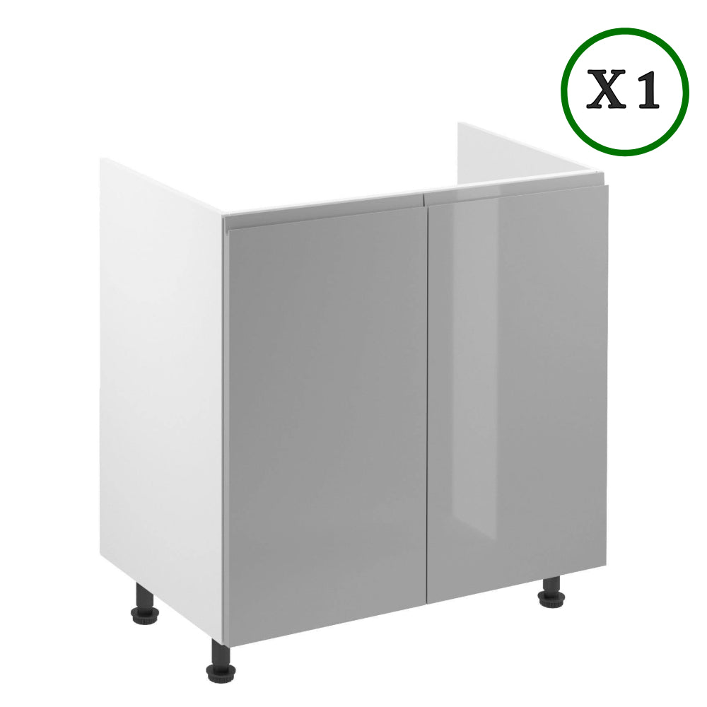 Küchenzeile - Aspen - Grau (Hochglanz) - K37-G200 cm - ROYAL24_MARKT