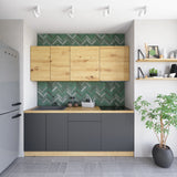 Nexa Küchenmöbel-Set – Modernes griff­loses Design mit Push-to-Open System in Woodline / Schwarz Metallic