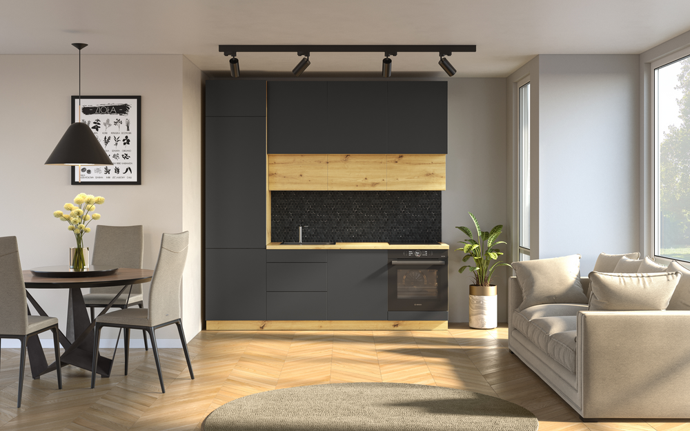 Nexa Küchenmöbel-Set 240 cm – Moderne Küchenzeile mit Hochschrank und Schubladenelementen