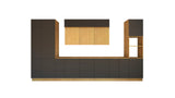Nexa Küchenmöbel-Set KÜ03-L – Grau & Woodline   – Stilvolle 460 cm Küchenlösung mit maximalem Stauraum und moderner Eleganz