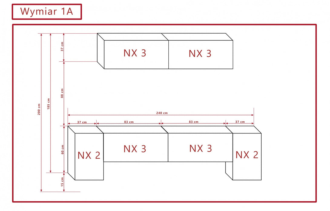 Wohnwand 240 cm Comfort N10 - Produktzusammenstellung