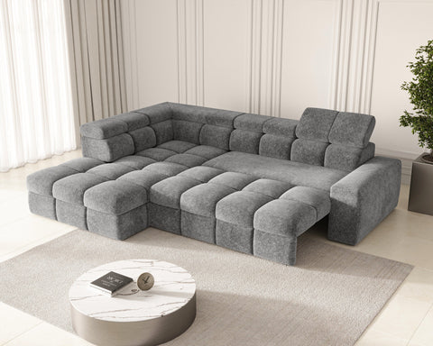 Ecksofa Bianco – Grau – Ottomane links
