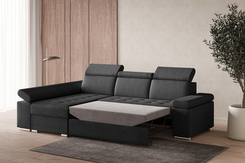 Ecksofa Toronto – Dunkelgrau – Ottomane links