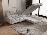 Ecksofa Bun – Hellgrau – Ottomane rechts