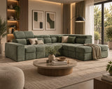 Ecksofa Bianco – Wintermoos – Ottomane rechts