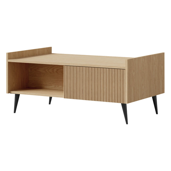 Ademo Couchtisch 100 cm mit Klappe und offenem Fach – Frühlingseiche